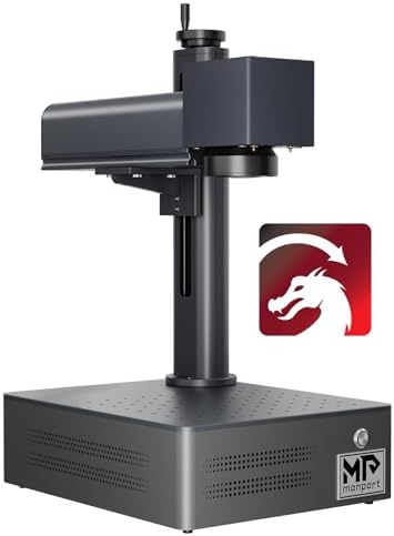 Monport 30W Fiber Laser Engraver Rotary Axis  LightBurn Compatible Fiber Laser Marking Machine with 5 9x5 9 Workbed Red Dot Pointer 100000 Hour Lifespan  Metal Etching Machine for Metal Marking