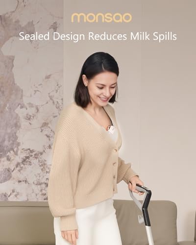 Monsao Wearable Breast Pump  Quiet Breast Pump Hands Free for Travel  Portable & Electric Breastfeeding Pump with 3 Modes & 12 Levels  18/21/24mm  2 Pack  Pink