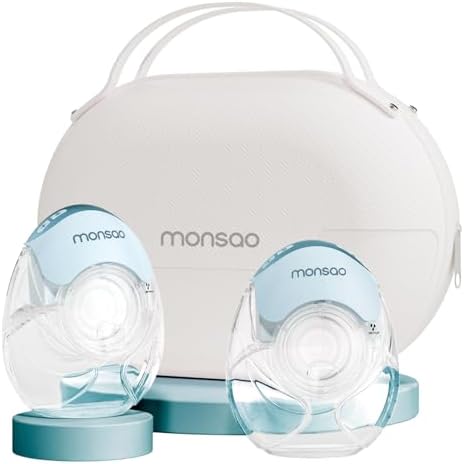 Monsao Wearable Breast Pump  Quiet Breast Pump Hands Free for Travel  Portable & Electric Breastfeeding Pump with 3 Modes & 12 Levels  18/21/24mm  2 Pack  Pink