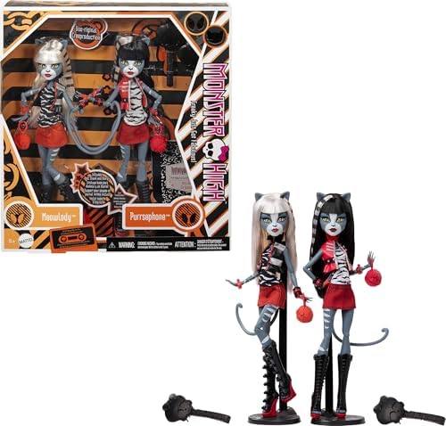 Monster High Boo riginal Creeproduction Doll 2 Pack  Meowlody and Purrsephone Collectible Reproductions with Doll Stands and Diary