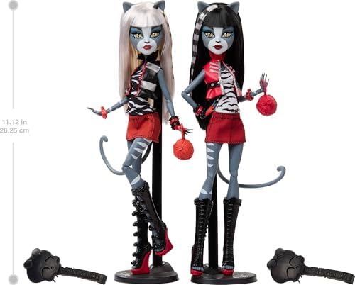 Monster High Boo riginal Creeproduction Doll 2 Pack  Meowlody and Purrsephone Collectible Reproductions with Doll Stands and Diary