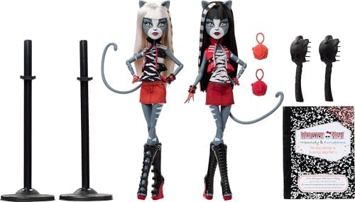 Monster High Boo riginal Creeproduction Doll 2 Pack  Meowlody and Purrsephone Collectible Reproductions with Doll Stands and Diary