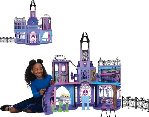 Monster High Doll House  Haunted High School Playset with 7 Play Areas & 35  Storytelling Pieces Including Furniture & Accessories