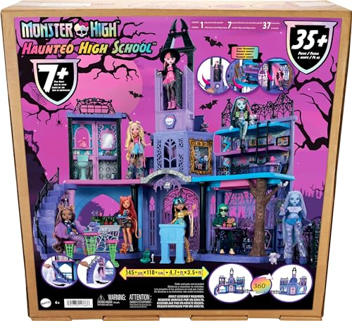 Monster High Doll House  Haunted High School Playset with 7 Play Areas & 35  Storytelling Pieces Including Furniture & Accessories