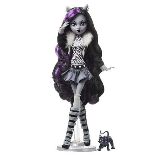 Monster High Doll  Clawdeen Wolf in Black and White  Reel Drama Collector  Doll Size and Life Size Posters  Horror Flick Theme  Toys and Gifts