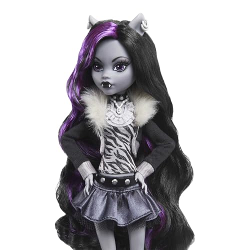 Monster High Doll Clawdeen Wolf in Black and White Reel Drama Collector Doll Size and Life Size Posters Horror Flick Theme Toys and Gifts
