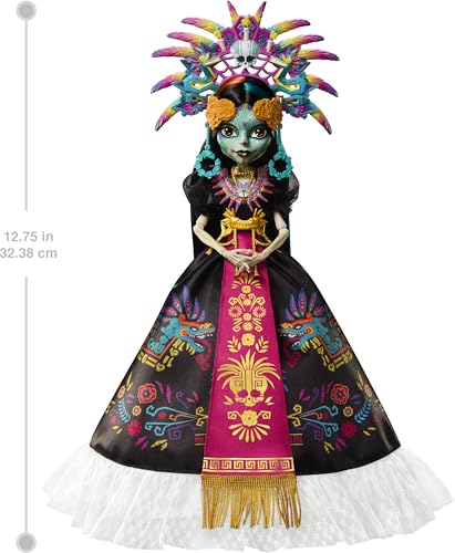 Monster High Doll  Skelita Calaveras Día de Muertos 2025 Collectible  Aztec Inspired Gown with Vibrant Accessories Like Headdress and Necklace