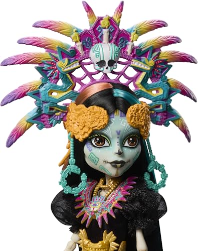 Monster High Doll  Skelita Calaveras Día de Muertos 2025 Collectible  Aztec Inspired Gown with Vibrant Accessories Like Headdress and Necklace