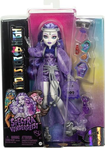 Monster High Frankie Stein Doll in Denim Jacket and Shorts  Includes Pet Dog Watzie and Accessories Like a Backpack  Snack and Notebook