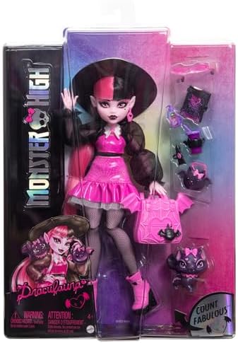 Monster High Frankie Stein Doll in Denim Jacket and Shorts  Includes Pet Dog Watzie and Accessories Like a Backpack  Snack and Notebook