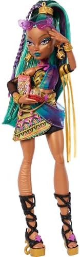 Monster High Frankie Stein Doll in Denim Jacket and Shorts  Includes Pet Dog Watzie and Accessories Like a Backpack  Snack and Notebook