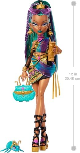 Monster High Frankie Stein Doll in Denim Jacket and Shorts  Includes Pet Dog Watzie and Accessories Like a Backpack  Snack and Notebook