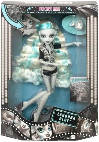 Monster High Reel Drama Doll  Clawdeen Wolf in Black and White  Collectible Reproduction with Doll Size and Life Size Posters  Horror Flick Theme