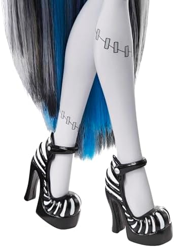 Monster High Reel Drama Doll  Frankie Stein in Black and White  Collectible Reproduction with Doll Size and Life Size Posters  Horror Flick Theme
