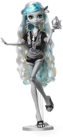 Monster High Reel Drama Doll  Frankie Stein in Black and White  Collectible Reproduction with Doll Size and Life Size Posters  Horror Flick Theme