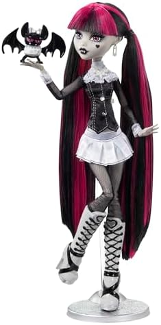 Monster High Reel Drama Doll  Frankie Stein in Black and White  Collectible Reproduction with Doll Size and Life Size Posters  Horror Flick Theme