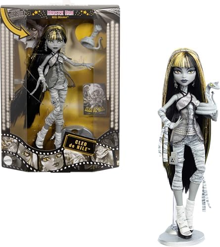 Monster High Reel Drama Doll  Frankie Stein in Black and White  Collectible Reproduction with Doll Size and Life Size Posters  Horror Flick Theme