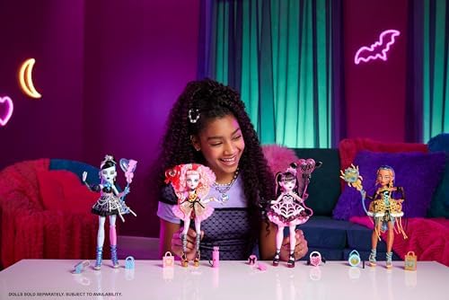 Monster High Scary Sweet Birthday Doll  Cupid Asteria in Pink and Red Party Dress with Themed Accessories Like Invite  Balloon  Gift and More