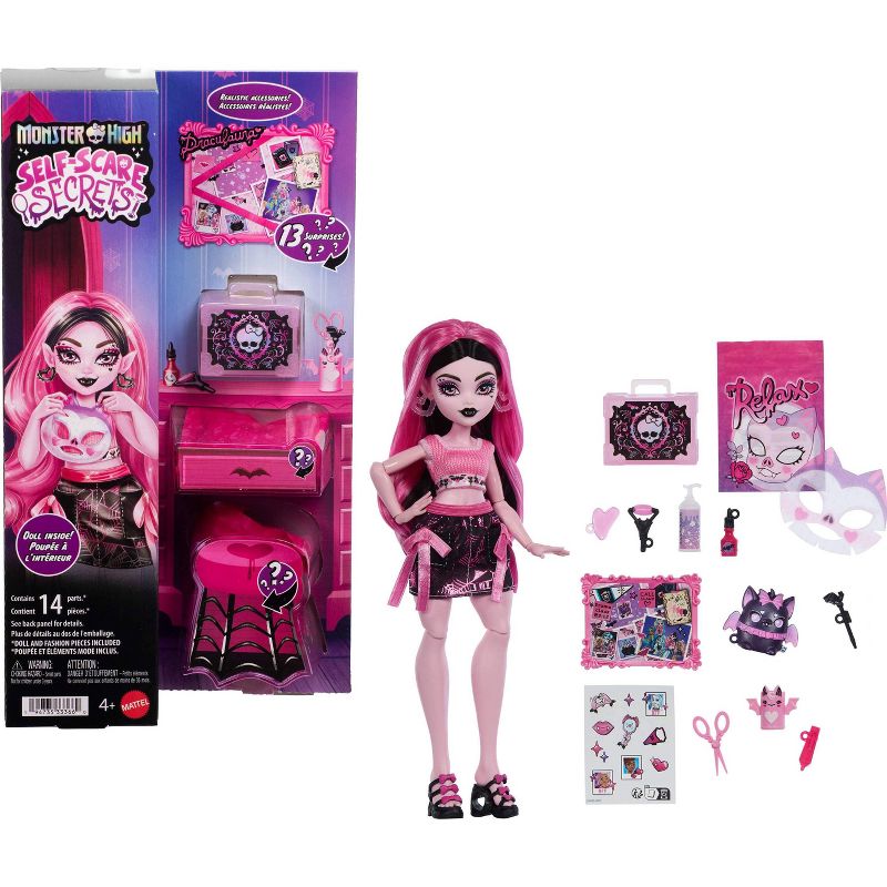 Monster High Self-Scare Secrets Draculaura Fashion Doll con 13 accesorios realistas