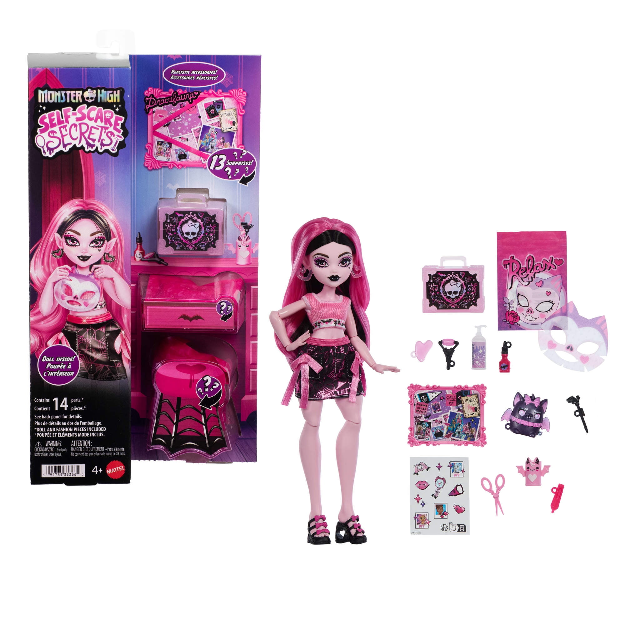 Monster High Muñeca de Moda Draculaura con 13 Accesorios Realistas
