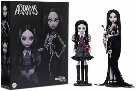 Monster High Skullector Addams Family Doll Two Pack  Morticia & Wednesday  Fully Articulated Collectible Dolls with Certificate of Authenticity