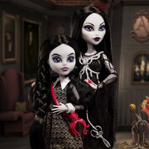 Monster High Skullector Addams Family Doll Two Pack  Morticia & Wednesday  Fully Articulated Collectible Dolls with Certificate of Authenticity