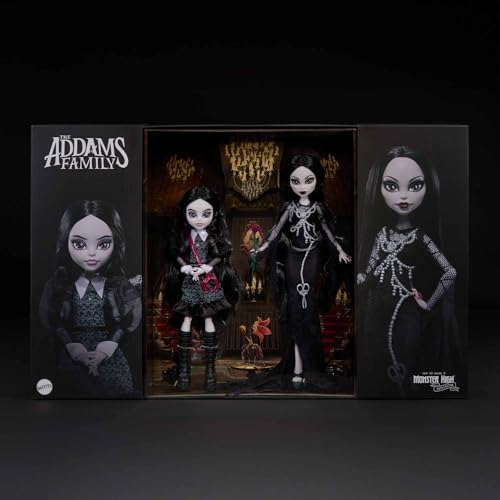 Monster High Skullector Addams Family Doll Two Pack  Morticia & Wednesday  Fully Articulated Collectible Dolls with Certificate of Authenticity