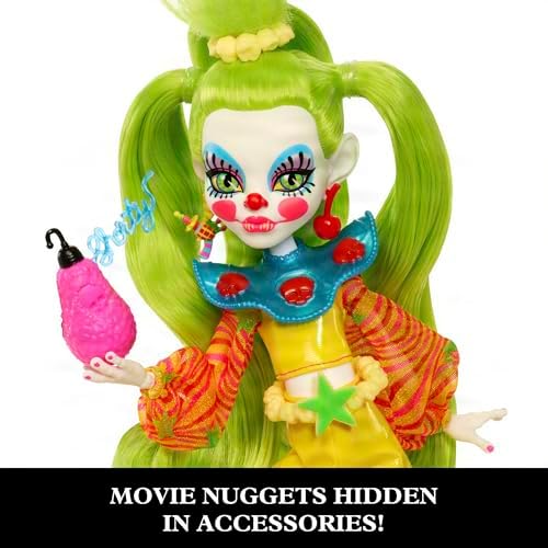 Monster High Skullector Shorty Doll  Killer Klowns from Outer Space Collectible with Green Hair  Yellow Clown Clothes  Balloon Shoes and Doll Stand  Amazon Exclusive 