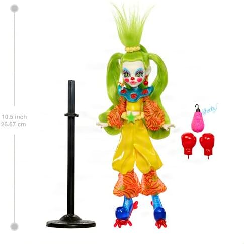Monster High Skullector Shorty Doll  Killer Klowns from Outer Space Collectible with Green Hair  Yellow Clown Clothes  Balloon Shoes and Doll Stand  Amazon Exclusive 