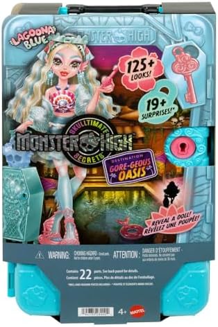 Monster High Skulltimate Secrets Lagoona Blue Doll and Accessories Set  Destination  Gore geous Oasis with Suitcase and 19  Surprises Like Clothes