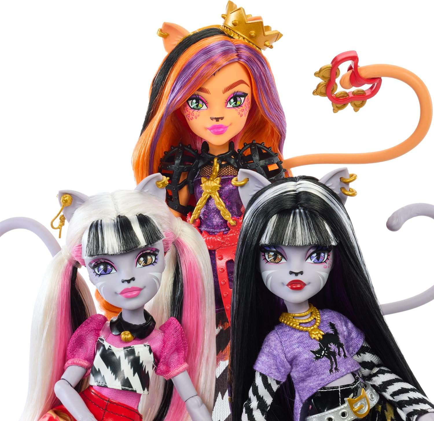 Monster High The Sisfits Purrsephone, Muñeca Meowlody y Toralei, Paquete de 3