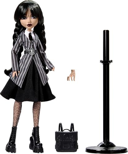 Monster High Wednesday Doll and Accessories  Wednesday Addams Collectible in Nevermore Academy Uniform with Thing and Backpack  Doll Stand