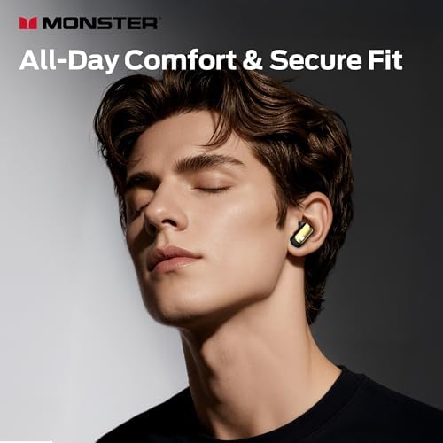 Monster N Lite 217 Wireless Earbuds  Immersive Stereo Sound  Bluetooth 6 0 in Ear Headphones  Built in Smart Noise Cancelling Mic for Clear Calls  Comfortable Fit  32H Playtime  IPX5 Waterproof  Black