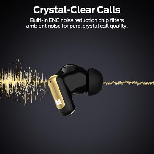 Monster N Lite 217 Wireless Earbuds  Immersive Stereo Sound  Bluetooth 6 0 in Ear Headphones  Built in Smart Noise Cancelling Mic for Clear Calls  Comfortable Fit  32H Playtime  IPX5 Waterproof  Black