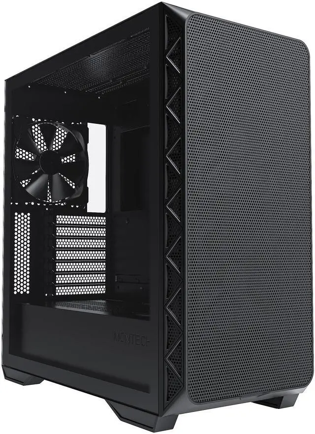 Montech AIR 903 BASE  E ATX Mid Tower Case  High Airflow with Max Capacity  3x 140mm PWM Fans Pre installed  Tempered Glass Side Panel  Mesh Front  TYPE C  Support 4090 GPUs  Black