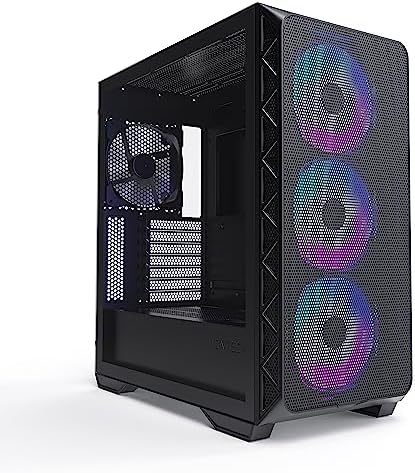 Montech AIR 903 MAX  E ATX Mid Tower Case  High Airflow  3X 140mm ARGB PWM & 1x 140mm PWM Fans Pre Installed  Tempered Glass Side Panel  Mesh Front  Type C  Support 4090 GPUs  Black