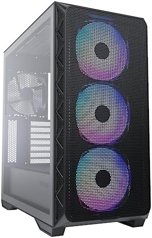 Montech AIR 903 MAX  E ATX Mid Tower Case  High Airflow  3X 140mm ARGB PWM & 1x 140mm PWM Fans Pre Installed  Tempered Glass Side Panel  Mesh Front  Type C  Support 4090 GPUs  Black
