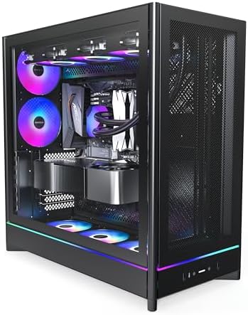 Montech HS Series ATX Mid Tower PC Case  Gaming PC  High Airflow  Reversible Layout  Sturdy Curved Tempered Glass Front Panel  5X ARGB PWM Fan Pre Installed  Sink in Design  HS01 PRO Black 