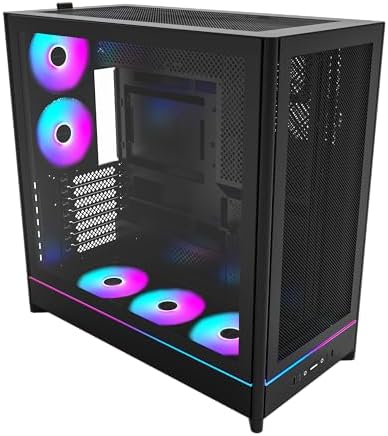 Montech HS Series ATX Mid Tower PC Case  Gaming PC  High Airflow  Reversible Layout  Sturdy Curved Tempered Glass Front Panel  5X ARGB PWM Fan Pre Installed  Sink in Design  HS01 PRO Black 
