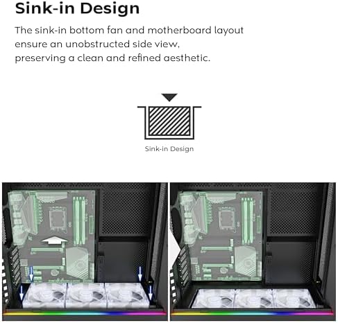 Montech HS Series ATX Mid Tower PC Case  Gaming PC  High Airflow  Reversible Layout  Sturdy Curved Tempered Glass Front Panel  5X ARGB PWM Fan Pre Installed  Sink in Design  HS01 PRO Black 