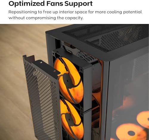 Montech HS Series ATX Mid Tower PC Case  Gaming PC  High Airflow  Reversible Layout  Sturdy Curved Tempered Glass Front Panel  5X ARGB PWM Fan Pre Installed  Sink in Design  HS01 PRO Black 