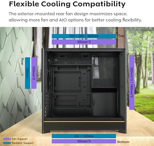 Montech HS Series ATX Mid Tower PC Case  Gaming PC  High Airflow  Reversible Layout  Sturdy Curved Tempered Glass Front Panel  5X ARGB PWM Fan Pre Installed  Sink in Design  HS01 PRO Black 