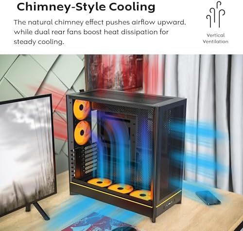 Montech HS Series ATX Mid Tower PC Case  Gaming PC  High Airflow  Reversible Layout  Sturdy Curved Tempered Glass Front Panel  5X ARGB PWM Fan Pre Installed  Sink in Design  HS01 PRO Black 