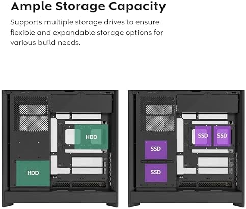 Montech HS Series ATX Mid Tower PC Case  Gaming PC  High Airflow  Reversible Layout  Sturdy Curved Tempered Glass Front Panel  5X ARGB PWM Fan Pre Installed  Sink in Design  HS01 PRO Black 