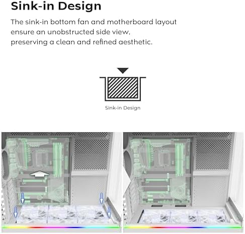 Montech HS Series ATX Mid Tower PC Case  Gaming PC  High Airflow  Reversible Layout  Sturdy Curved Tempered Glass Front Panel  5X ARGB PWM Fan Pre Installed  Sink in Design  HS01 PRO Black 