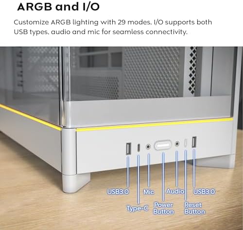 Montech HS Series ATX Mid Tower PC Case  Gaming PC  High Airflow  Reversible Layout  Sturdy Curved Tempered Glass Front Panel  5X ARGB PWM Fan Pre Installed  Sink in Design  HS01 PRO Black 