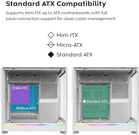 Montech HS Series ATX Mid Tower PC Case  Gaming PC  High Airflow  Reversible Layout  Sturdy Curved Tempered Glass Front Panel  5X ARGB PWM Fan Pre Installed  Sink in Design  HS01 PRO Black 