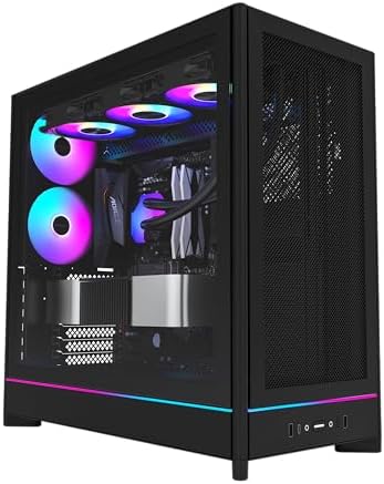 Montech HS Series ATX Mid Tower PC Case  Gaming PC  High Airflow  Reversible Layout  Sturdy Curved Tempered Glass Front Panel  5X ARGB PWM Fan Pre Installed  Sink in Design  HS01 PRO Black 