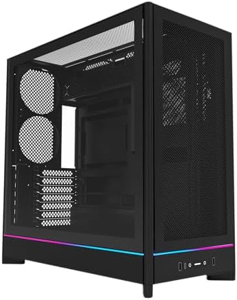 Montech HS Series ATX Mid Tower PC Case  Gaming PC  High Airflow  Reversible Layout  Sturdy Curved Tempered Glass Front Panel  5X ARGB PWM Fan Pre Installed  Sink in Design  HS01 PRO Black 