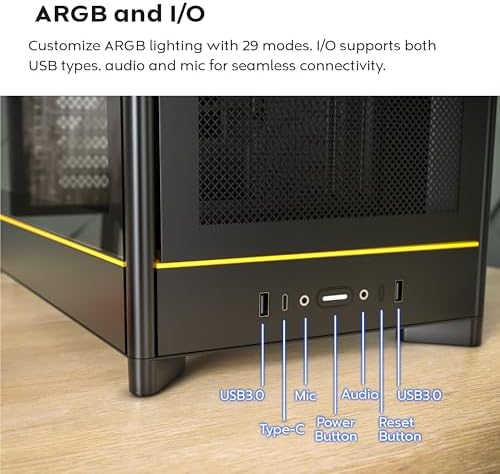 Montech HS Series ATX Mid Tower PC Case  Gaming PC  High Airflow  Reversible Layout  Sturdy Curved Tempered Glass Front Panel  5X ARGB PWM Fan Pre Installed  Sink in Design  HS01 PRO Black 